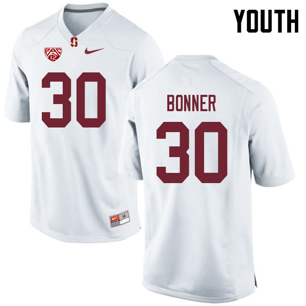 Youth #30 Ethan Bonner Stanford Cardinal College Football Jerseys Sale-White - Click Image to Close